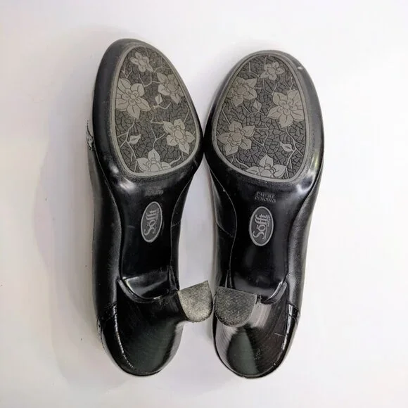 Sofft Heels Womens 7.5 Black Patent Leather Oxford Brogue Professional Pumps - Picture 7 of 7